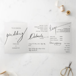 Tríptica Personalizado Elegante Triple Invitación a la boda