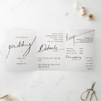 Tríptica Personalizado Elegante Triple Invitación a la boda