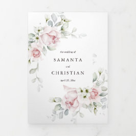 Tríptica Rosas florales | Invitación Tri-Fold boda