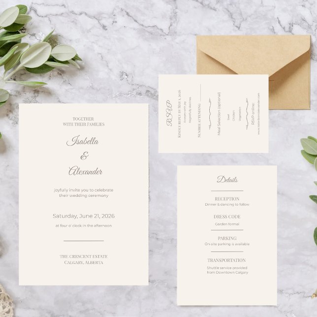 Tríptica Suite de Invitación de Boda Todo en Uno (All-in-One Wedding Invitation)