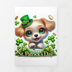 Tríptica Tarjeta Cute St Patrick's Day con pipa festiva