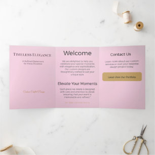 Tríptica Tarjeta de Bienvenida Trifold   Personalización Em