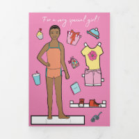 Tarjeta de muñeca de papel de cumpleaños feliz de 