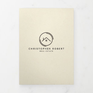 Tríptica Tarjeta de plegado de propiedades inmobiliarias mi