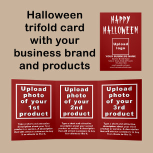 Tríptica Tarjeta Roja de Negocios de Halloween Plegable en 