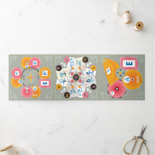 Tríptica Tarjeta triple de vientos de Mah Jongg