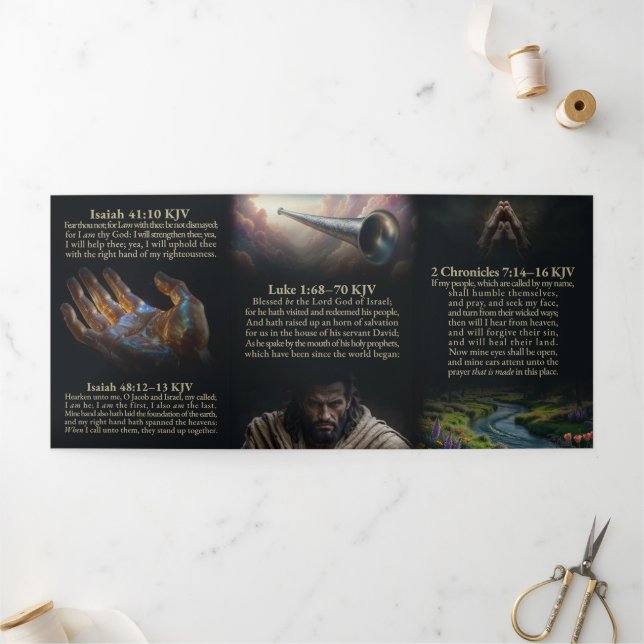 Tríptica Tarjeta triple del Señor Dios KJV: Escucha y Busca (Exterior)