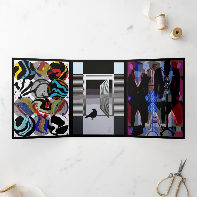 Tríptica Tarjeta triple negra (Interior)