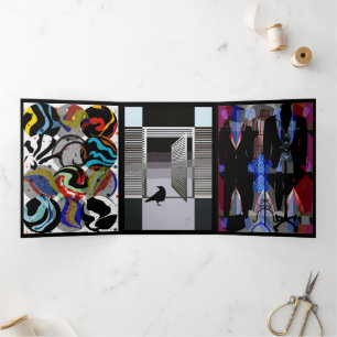 Tríptica Tarjeta triple negra