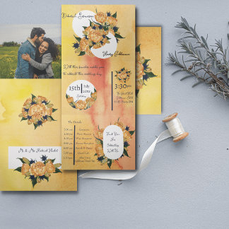 Tríptica Triple carta personalizado Invitación a la boda