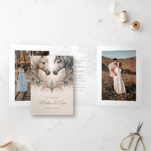 Tríptica Triple especial Añadir invitación de matrimonio de