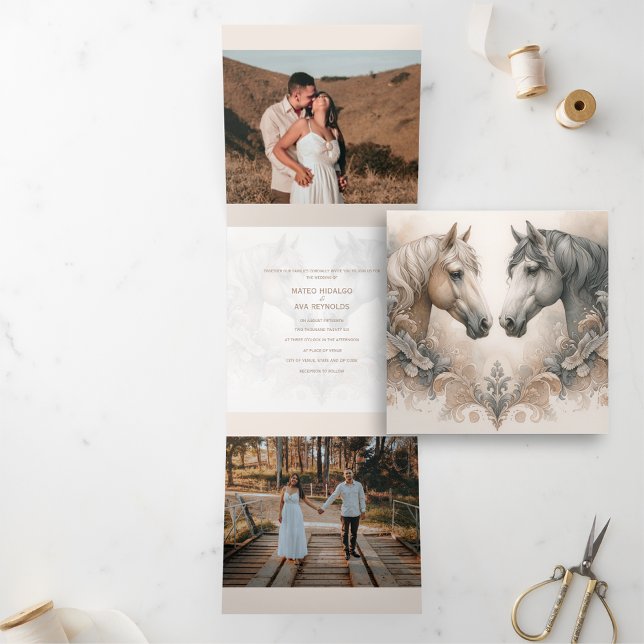 Tríptica Triplicidad elegante Añadir invitación de matrimon (Elegant Trifold Add Photo Wedding Invitation)