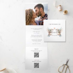 Tríptica Trítulo de Hummingbird Boda Añadir invitación de f
