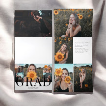 Anuncio de graduación elegante triptico con foto