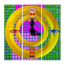 Avión de anillo de oro Bowtie Teddy Bear Geométric