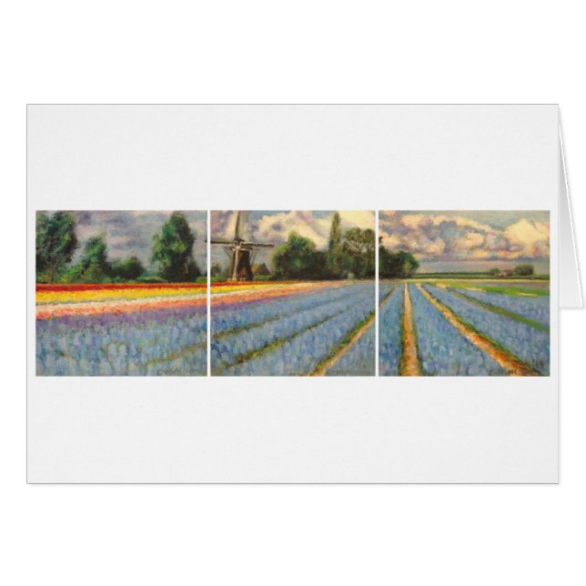 Tríptico de la pintura de paisaje de los campos de (Anverso (Horizontal))