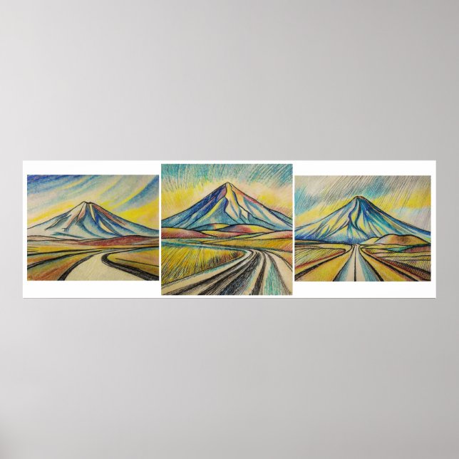 Tríptico de ruta del desierto - Imprimir arte de a (Frente)