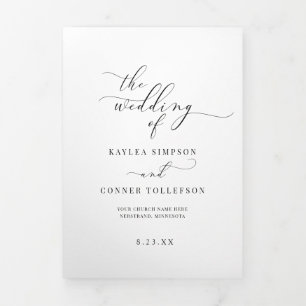 Tríptico Elegante programa de matrimonio tripliego blanco