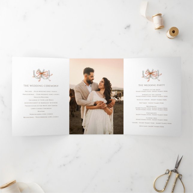 Tríptico Foto de cinta de programa de boda de herradura de  (Interior)