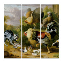 Gato Valiente Antiguo Entre Gallos
