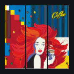 Tríptico Hermosa mujer de moda y Pop-Art de la Copa de Café<br><div class="desc">Hermosa Poster de pintura de la Copa de la Moda Mujer y el Café - de moda abstracta colección de estilo POP-ART, poster del logo del texto de la caligrafía amarilla, letras retro, diseño, rojo, azul, amarillo, color dinámico brillante, estilo Memphis, decoración, chica de pelo rojo abstracto, jengibre, arte, concepto...</div>