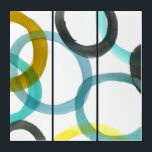 Tríptico Interbloqueando los círculos amarillos y azules<br><div class="desc">Una simple impresión de círculos amarillos y azules entrelazados de Megan Meagher. El fondo blanco permite que aparezcan los colores de los círculos. ¡Compra el tuyo hoy!</div>