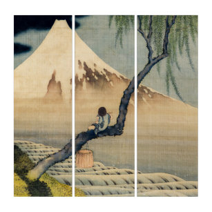 Tríptico Katsushika Hokusai - Muchacho viendo el Monte Fuji
