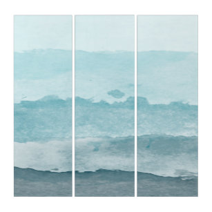 Tríptico Mar azul acuático abstracto