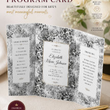 Programa de Boda Floral Negro Elegante