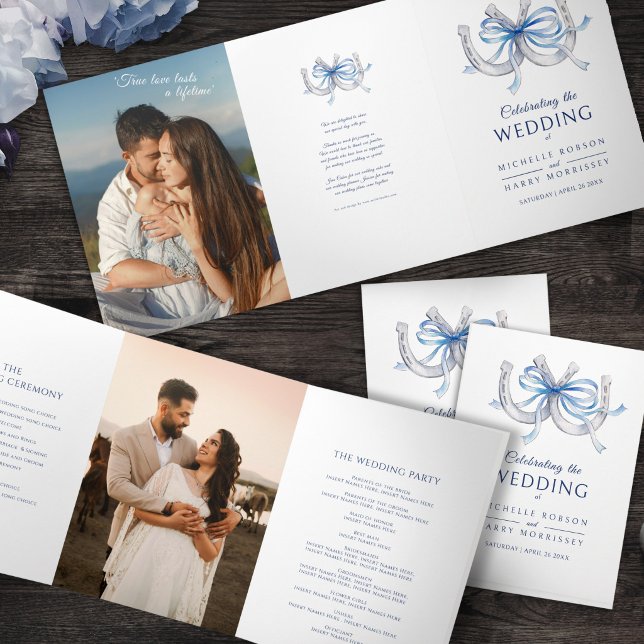 Tríptico Programa de Boda Herradura Afortunada cinta azul f (Subido por el creador)
