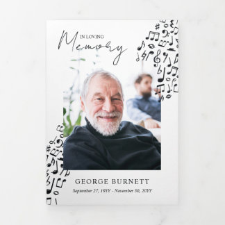 Tríptico Programa de Funeral Notas Profesor de Música Músic