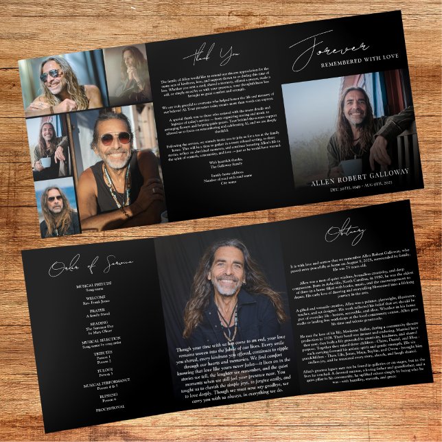 Tríptico Programa de Funeral Trifold Moderno y Elegante con (Subido por el creador)