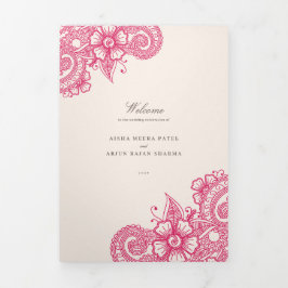 Tríptico Programa de matrimonio tradicional indio Mod Mehan