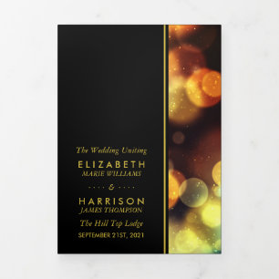 Tríptico Programa de matrimonio Twilight Bokeh Lights