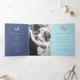 Tríptico Programa de renovación de bodas de mariposas azule