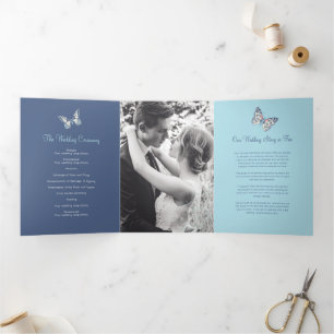 Tríptico Programa de renovación de bodas de mariposas azule