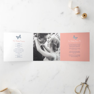 Tríptico programa de renovación de bodas mariposa azul oscu