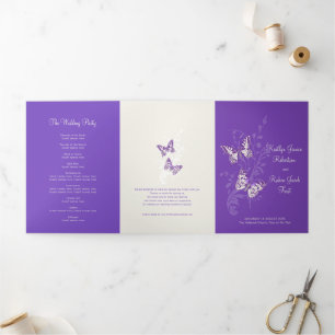 Tríptico programa de renovación de bodas mariposas púrpura