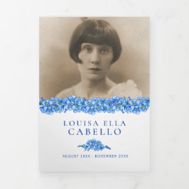 Tríptico Programa de servicio funerario azul olvido-no-flor