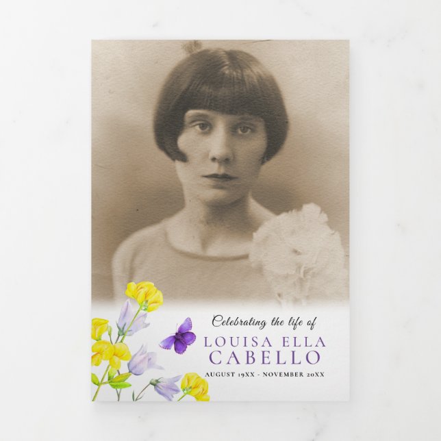 Tríptico Programa de servicio funerario foto de flor silves (Foto de portada)