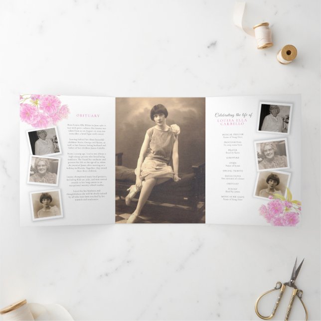 Tríptico Programa de servicios funerarios foto de floración (Interior)