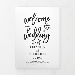 Tríptico Programa fotográfico de ceremonias de Boda a mano 