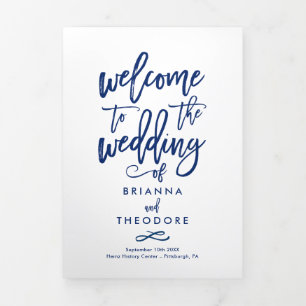 Tríptico Programa fotográfico de ceremonias de Boda a mano 