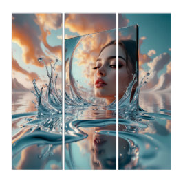Tríptico Retrato surrealista de espejo de agua — Reflejo fa