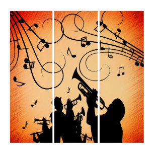 Tríptico Triptych de diseño de música Naranja quemado de se