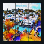 Tríptico Triptych de Pop Art Bermuda<br><div class="desc">Pop Art 4544 Bermudas tríptico arte en la pared Un hermoso paisaje fotográfico del centro de St. George Bermuda se transforma en una colorida estampilla de tríptico de Pop Art. Por https://www.zazzle.com/store/celestesheffey</div>