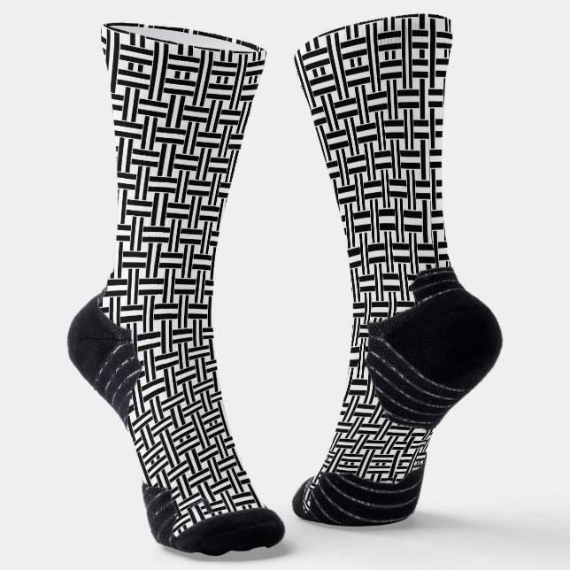 Tripulación Calcetines franja blanca y negra (Angular)