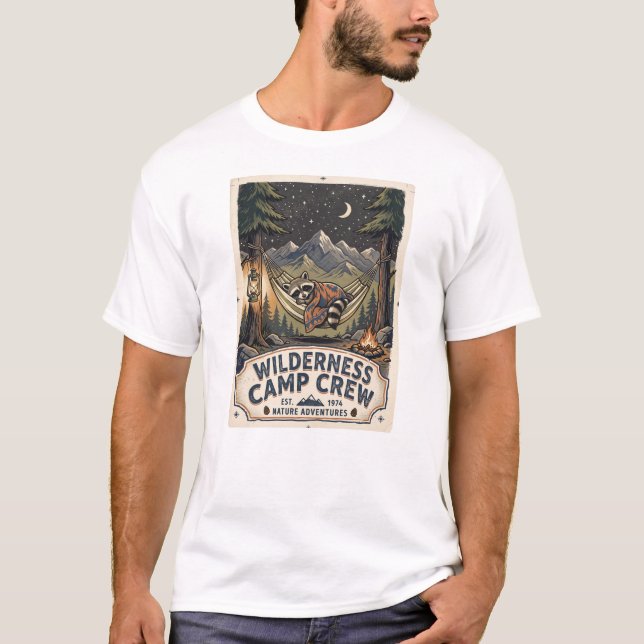 Tripulación de Camping Vintage Mapache Camiseta Am (Anverso)