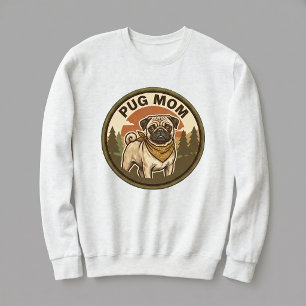 Tripulacion de Mama Pug Sudadera de cuello redondo