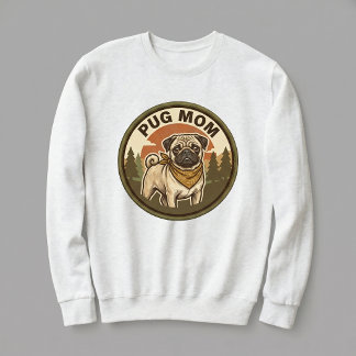 Tripulacion de Mama Pug Sudadera de cuello redondo